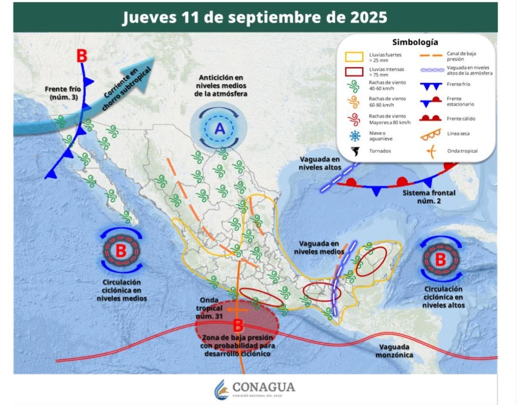 Lluvias muy fuertes con puntuales intensas pronostican para Guerrero mañana&nbsp;jueves