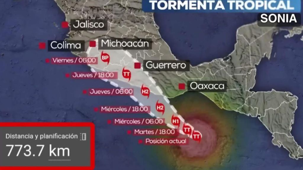 La tormenta Sonia se pone impredecible; meteorólogos alertan por sus cambios de&nbsp;trayectoria